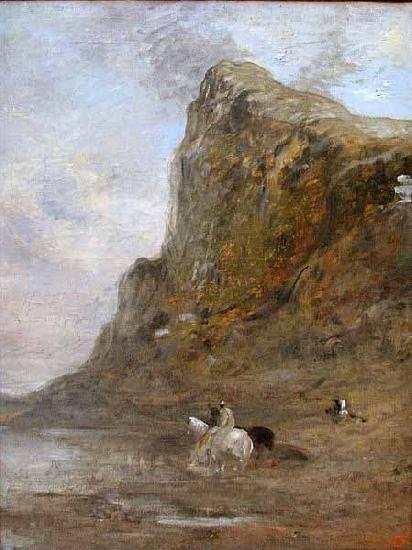Eugene Fromentin Moroccan Horsemen at the Foot of the Chiffra Cliffs oil painting image